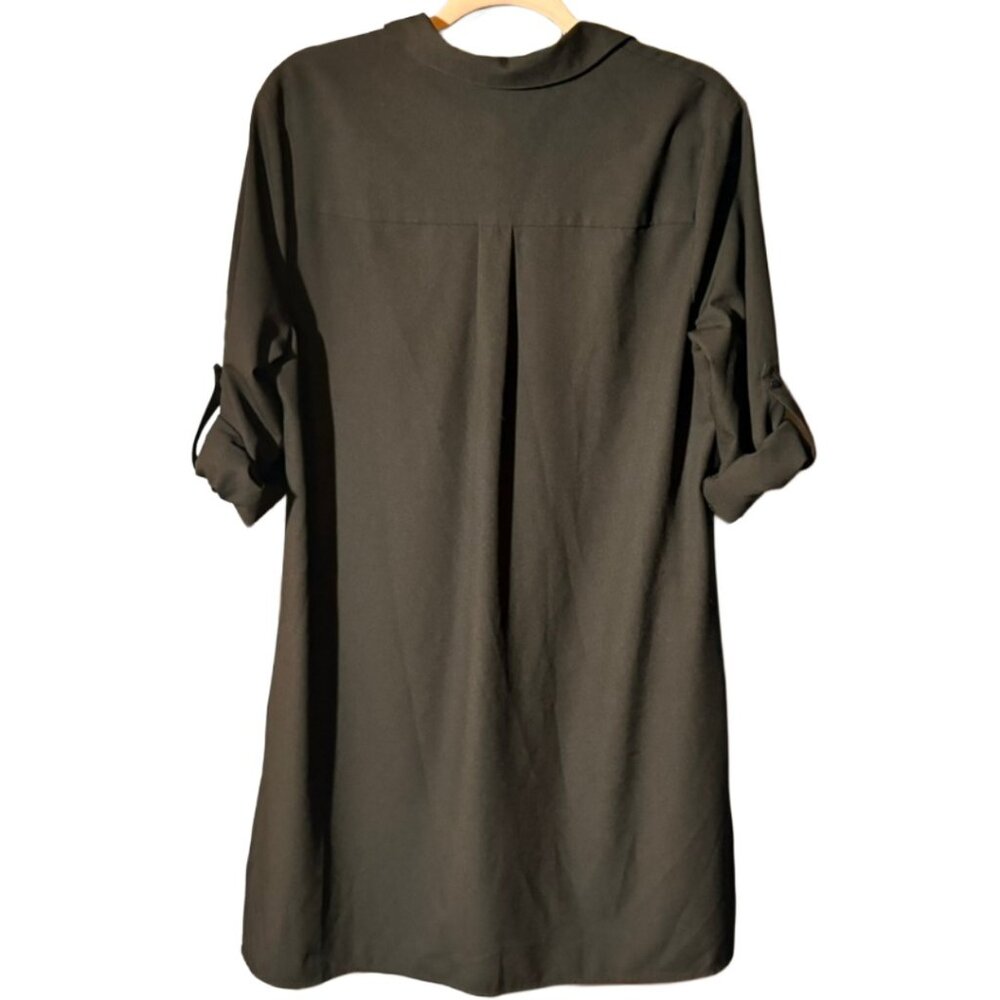 Catherine Malandrino Shirt Dress Black Button Front Collared Womens L - Picture 4 of 11
